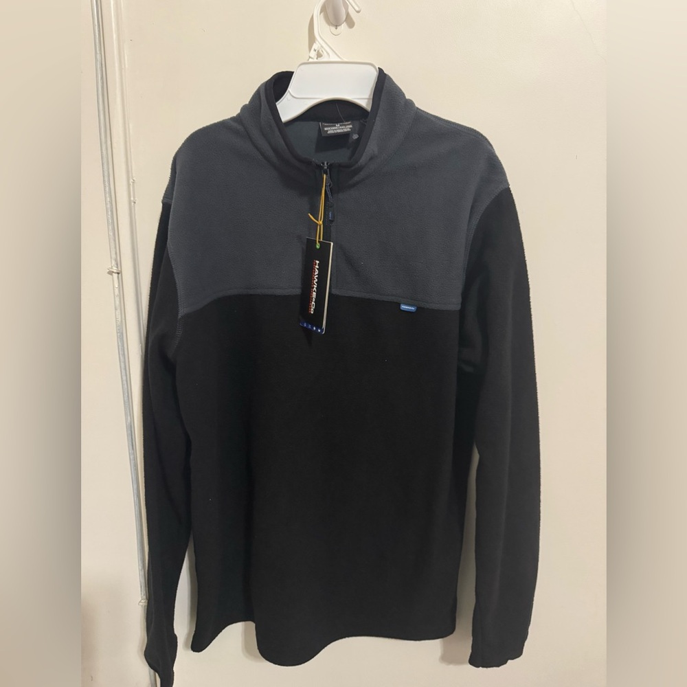 Hawke & Co. Men's M Black Gray 1/4 Zip Fleece Pullover Performance Sportswear